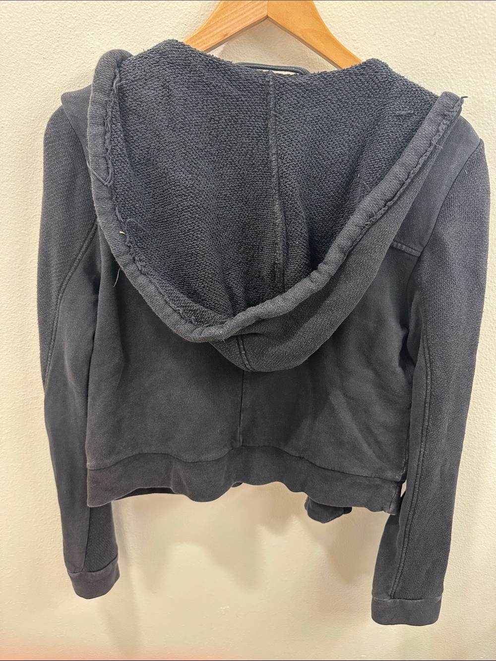 Free People Grungy Black Hooded Moto Jacket with Zip Pockets - XS - Picture 9 of 10